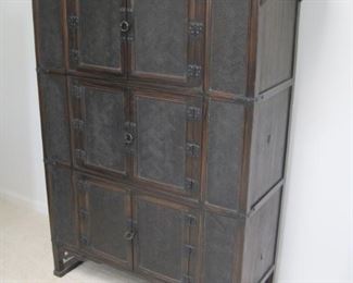 A Korean three level Book Storage Chest 56" x 43"  with inlaid Buddhist Swastika pattern. Circa 1850.