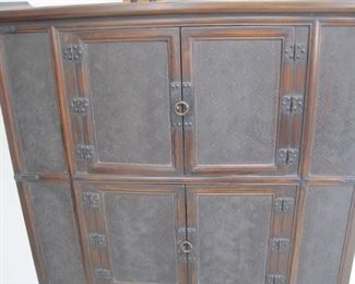 A Korean three level Book Storage Chest 56" x 43"  with inlaid Buddhist Swastika pattern. Circa 1850.