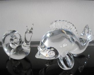 Steuben Snail and Fish/Dolphin.