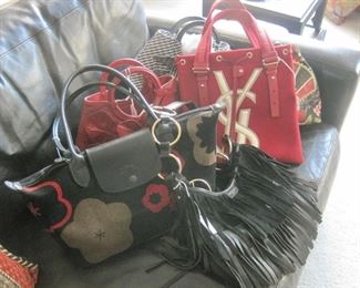 YSL, Longchamps and other designer handbags.