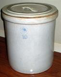 Large #10 crockery covered container.