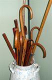 Assortment of walking canes.