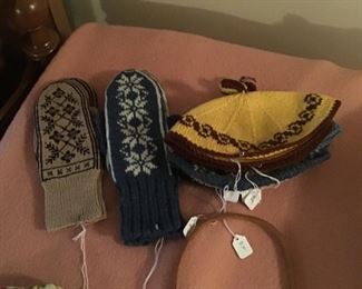 Hand knit gloves and hats, these are a true treasure 