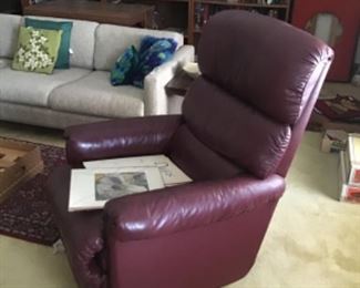 Blue Leather Recliner 