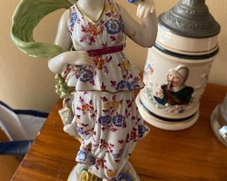 Vintage German Porcelain Figurine . Vintage Hand Painted Stein