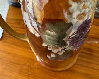 Vintage French Hand Painted Dragon Handle Mug 