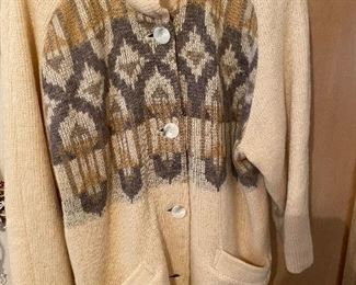 Vintage Sweater Jacket 100% Wool, Made in Iceland