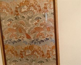 Vintage German Silk Textile Framed