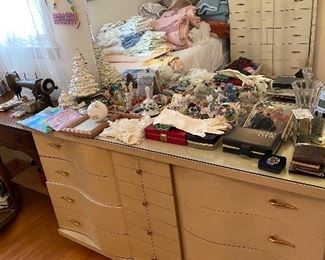 Mid Century Silver Mist Low Boy with Mirror