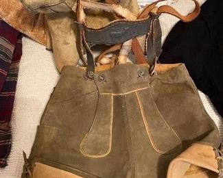 Vintage Leather with Sheepskin Trim Lederhosen 