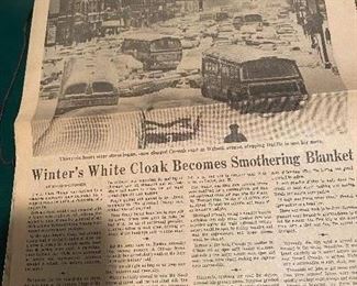 Original Newspaper of the Great Snowstorm 1967 Chicago Tribune