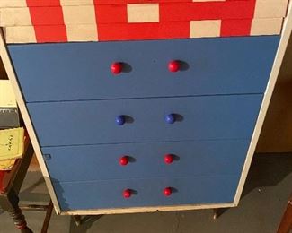 Mid Century Red White Blue High Boy