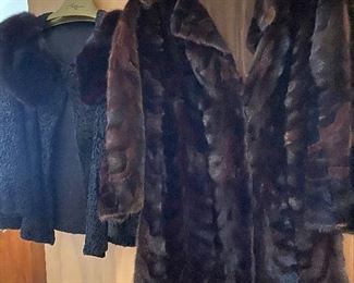 Vintage Persian Lamb Jacket with Fur Collar, Vintage Black Ranch Mink Coat