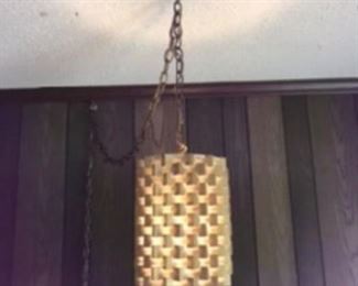 $180 one of two mid century modern light fixtures made of metal - gold tones