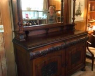 $895 European Art Nouveau sideboard - mahogany