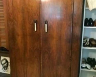 $395 Art Deco Armoire wardrobe with mirror inside 75” T x 48”L x 18” D