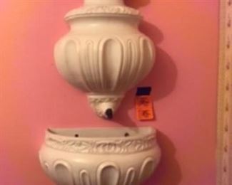 $90 European water wall fountain cream iron stone
