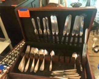 $90 Set of silver plated flatware in box