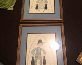 $100 EACH - Pair Pennsylvania artist P. Buckley Moss signed/numbered Amish framed prints.