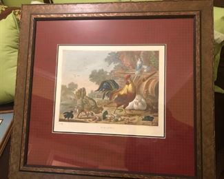 $125 - French barnyard foul framed print.