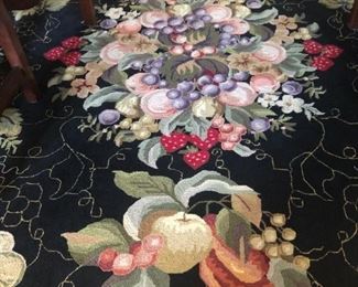 $650 - Center medallion of beautiful Country French botanical knotted wool rug; measures 8'4" x 11'3".