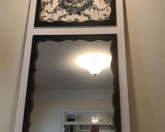 $175 - French toile black/white mirror; measures 24" wide, 48" tall.