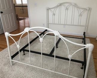 $295 EACH - White fancy wrought iron queen bed; three (3) available.