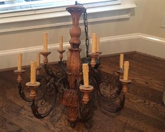 $165 - Rustic seven-branch chandelier; great painted!