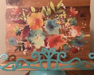 $45 - Handpainted floral as backdrop for book stand.