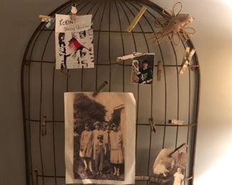 $45 - Wire birdcage bulletin board.