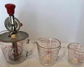 Lot #5 graduated measuring with a mixer, $14/all