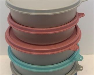 Lot #29, Stack of Tupperware containers with lids, $6