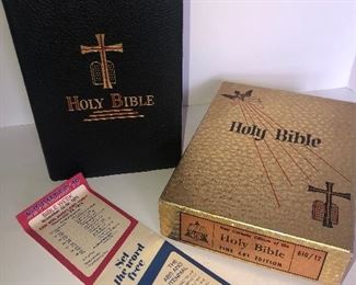 Lot #145, Holy bible in box, $16