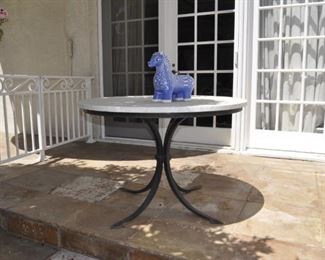 IRON TABLE WITH ROUND MARBLE TOP
