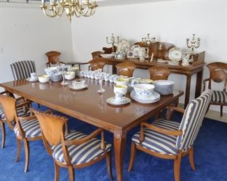 8 FOOT LONG FORMAL DINING ROOM WITH 10 CHAIRS AND TWO LEAVES