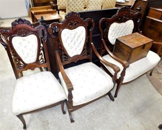 3 piece set, Victorian, hand carved, 19th C.