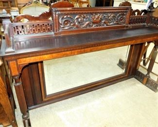 hand made fireplace mantel, near mint with mirror, scrollwork, hand carved, wow