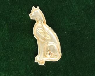 Jewelry 1: 14k Gold Cat Pin 1.5” tall  $175
5g Marked JM©14K