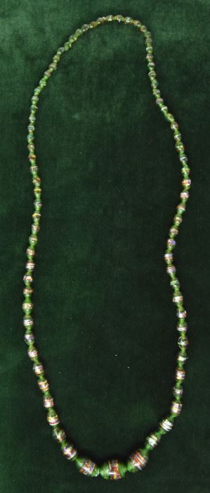 Jewelry 9: Venetian Graduated Glass Beads Necklace 26” total length $55