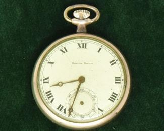 Jewelry 18: South Bend gold filled Open Face Pocket Watch $35
Serial number 799917. Missing second hand. Runs when back is removed. 
