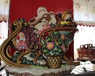 Fitz and Floyd mint in box Santa/Sleigh cookie jar
