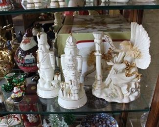 Display case full of Christmas smalls