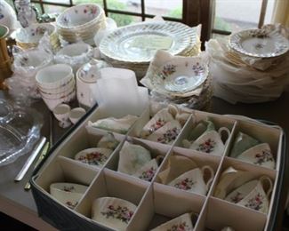 One of 10 sets of dishes