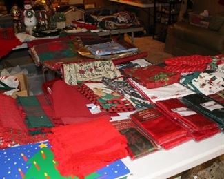 Christmas napkins, runners, placemats (most never used)
