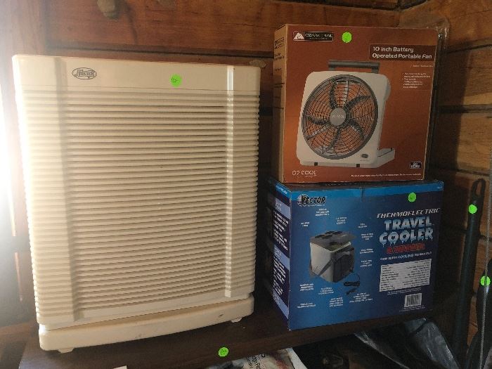 Portable Fan, Travel Cooler, and Hunter Air Purifier