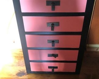 Pink and Black Set of Drawers
