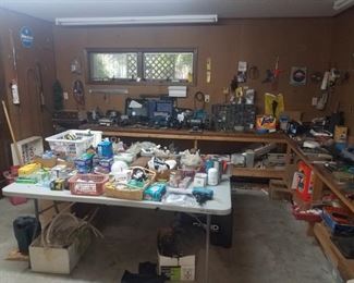Shop full of misc tools, hardware, materials