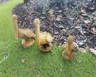 Concrete yard art , pelican family available for presale @ $100