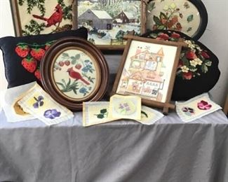 Embroidered Pillows, Framed Art