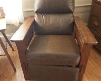 Leather Mission Style Recliner (One of Two)
